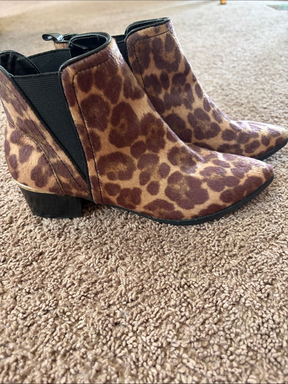 Nine West Leopard Print Ankle Booties - Brown/Tan